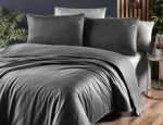 First Choice Спално бельо „Timeless Anthracite“ Сатен – 100% памук – 6 части – за спалня - Image 3