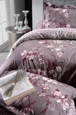 First Choice Спално бельо „Evan Lilac“ Сатен – 100% памук –  7 части – за спалня с два плика - Image 2