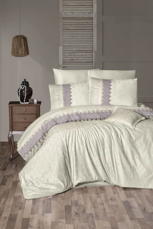 prod_335fdb3d-932c-48db-b976-079d4681b0ac First Choice Спално бельо „Latina Lilac“ V.I.P сатен с дантела – 100% памук – 7 части – за спалня с един плик - Image 1