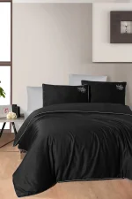 Timeless Black – 100% памук – 200 TC – 6 части – спално бельо с един плик