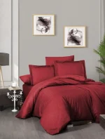 First Choice Спално бельо „Chackers Red“ Deluxe памучен сатен – 100% памук – 6 части – за спалня с един плик