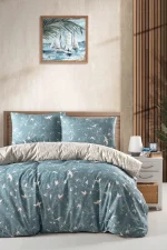 First Choice Homesko Freedom Mint – 100% памук 142 TC – Ranforce спален комплект 200x220 с чаршаф с ластик 160x200+35 см