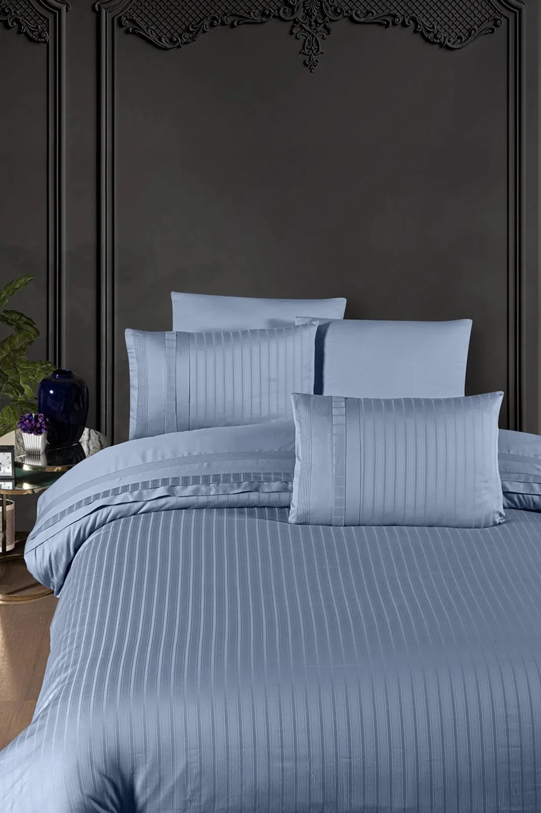 prod_d3312d82-cc9f-46aa-9729-4e0d62877b38 First Choice Спално бельо „New Trend Blue“ Deluxe сатен – 100% памук – 6 части – за спалня с един плик - Image 1